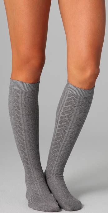 Lyst Falke Striggings Cable Knit Knee High Socks In Gray