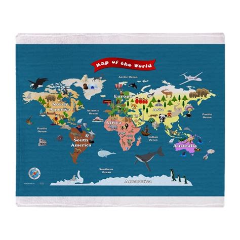 World Map For Kids Lets Explore Throw Blanket By Funmapsforkids