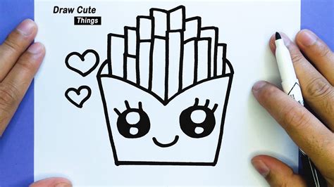 how to draw cute kawaii french fries with face on it easy step by vrogue