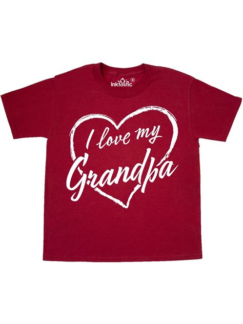 Inktastic I Love My Grandpa In White Chalk Heart Youth T Shirt