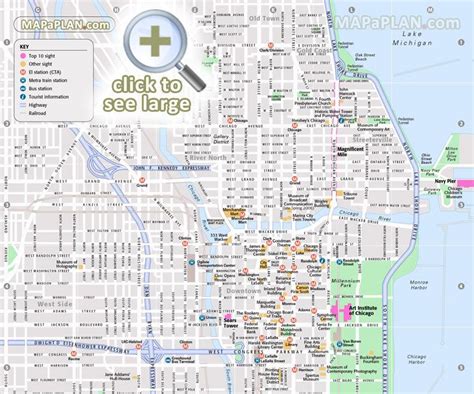 Chicago Maps Top Tourist Attractions Free Printable City Street