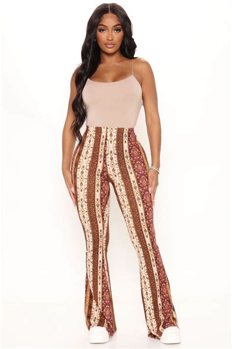 Vanessa Boho Flare Pants 325 Burgundycombo Moda Estilo Estilo Urbano Moda