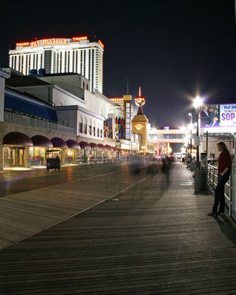 Atlantic City Boardwalk At Night Editorial Stock Image Image Of Trump