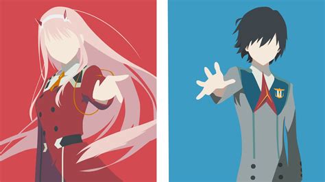 Red, white, and orange abstract digital wallpaper, anime, anime girls. Anime, Darling in the FranXX, Hiro, Minimalist Wallpaper & Background Image - uBackground.com