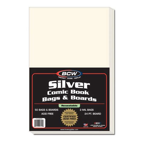 Case 500 Bcw Resealable Silver Comic Book Bags Backer Boards