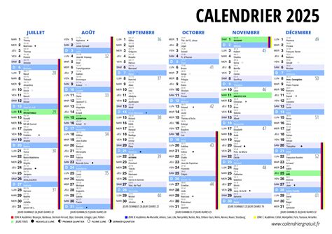 Calendrier 2025