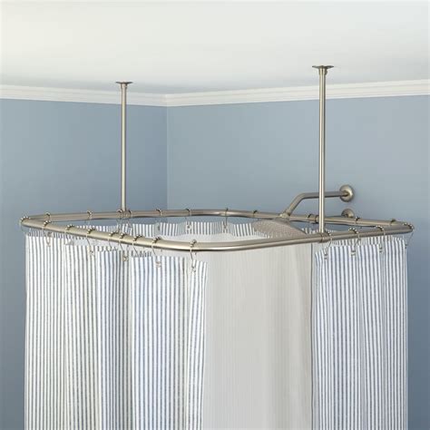 This shower rod is designed to work with an angled or sloped ceiling. Square Ceiling Mounted Curtain Rods | Ceiling mount ...