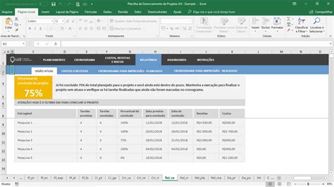 Planilha De Gerenciamento De Projetos Em Excel Planilhas Prontas