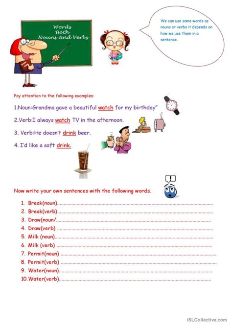 Words Both Nouns And Verbs English Esl Worksheets Pdf And Doc
