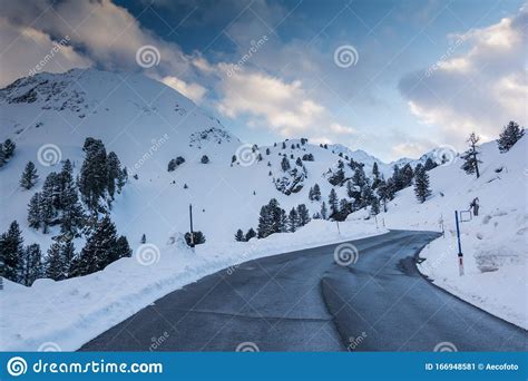 Road In The Mountains In Winter Time Kaunertal Tyrol Austria