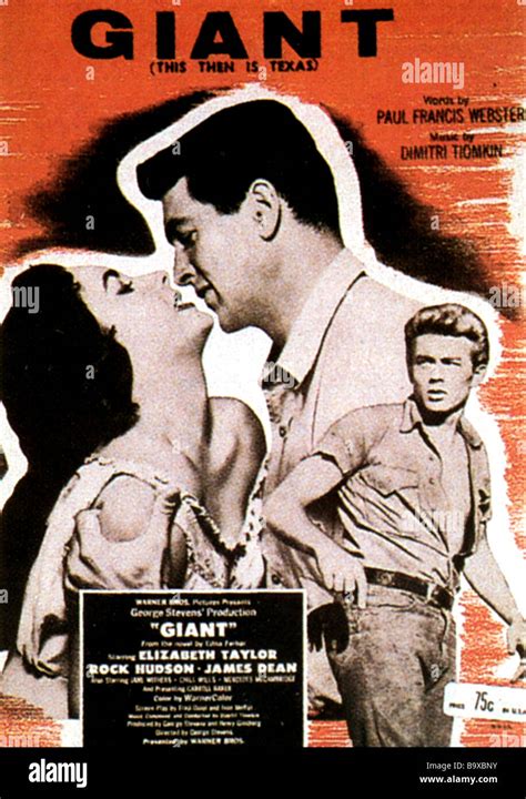 Cartel Gigante Para 1956 Warner Película Con Rock Hudson Elizabeth