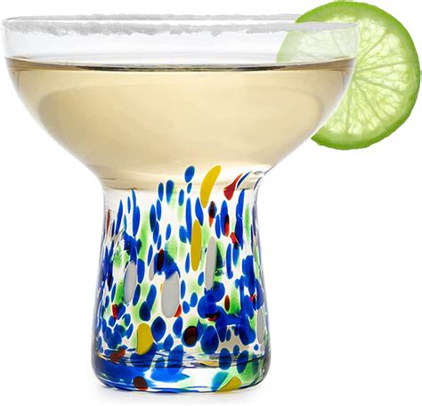 Mexican Design Hand Blown Margarita Glass Set Of 4 Luxury Etsy