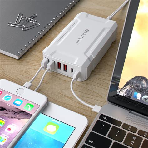 Satechi Multi Port Usb Charging Station Has Four Usb Type A And Two Usb