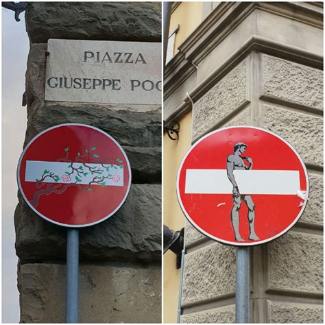Creative traffic signs drawings in Florence, Italy : mildlyinteresting