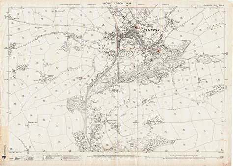 Old Ordnance Survey Map Of Bampton Devon In 1904
