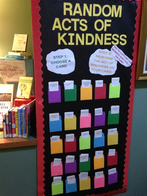 random acts of kindness library display kindness bulletin board library displays school