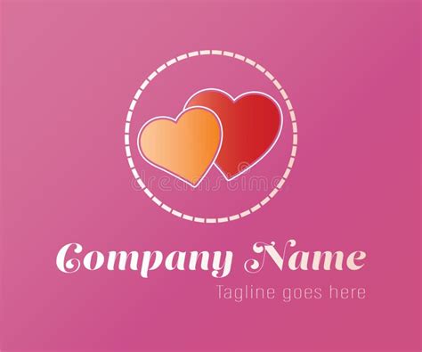 Two Circled Hearts Business Logo Elipse Orange And Red Stock Vector