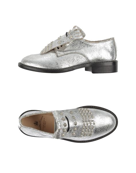 Lyst Leather Crown Lace Up Shoes In Metallic