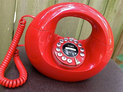 Vintage Donut Phone 1970s Bright Red Circle Telephone By Mkmack