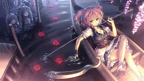 Wallpaper Anime Girls Water Touhou Cleavage Comics Onozuka Komachi Screenshot Computer