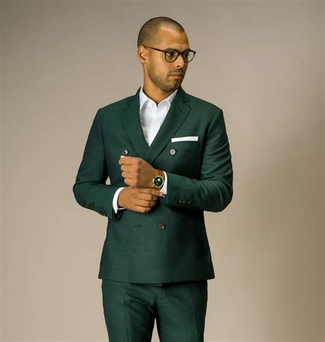 Two Piece Double Breasted Suit In Dark Emerald Green Tailor Store®