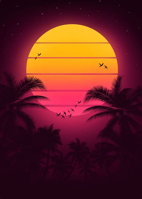 Retro Sunset Poster Picture Metal Print Paint By Jack Er Displate