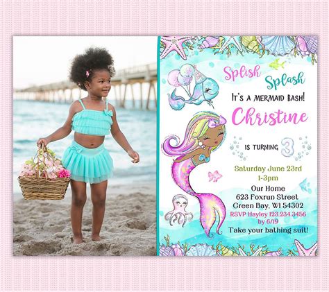 Mermaid Invitations Archives Perfect Party Prints Editable Party