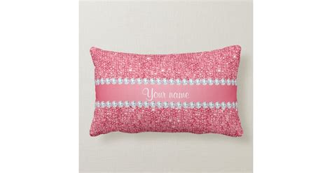 Faux Pink Sequins And Diamonds Lumbar Pillow