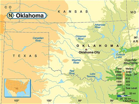 Oklahoma Physical Map By From Worlds Largest Map