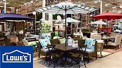 LOWE'S PATIO FURNITURE CHAIRS SOFAS COUCHES HOME DECOR SHOP WITH ME SHOPPING STORE WALK THROUGH