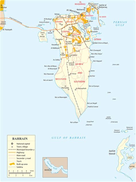 Large detailed map of bahrain. Manama Mapa