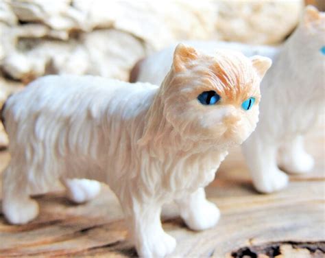 Miniature Cat Figurines Animal Mini Figure Birman Cats Kitten White