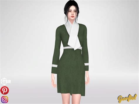 The Sims Resource Margie Fall Dress With Scarf