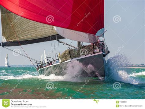 Sailing Boat Yacht With Red Sails Stock Image Image Of Sailing Boat