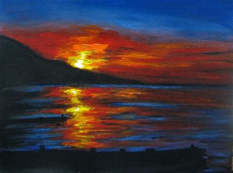 Art 3000 Picture Sunset Seascape Acrylic Painting Easy Acrylic