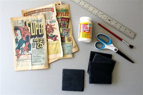 How To Decoupage Vintage Comic Books Onto Slate Coasters Decoupage