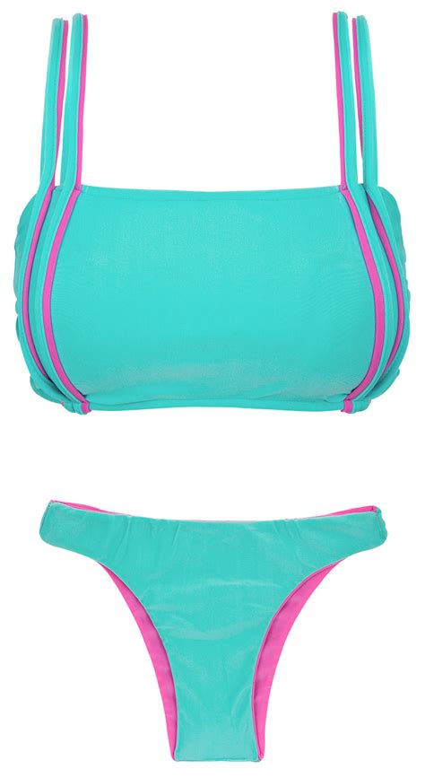 Blue And Pink Bra Bikini With Reversible Bottom Duo Pink Blue Rio