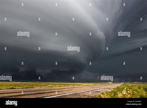 Very Intense High Precipitation Supercell Storm Moves South In The