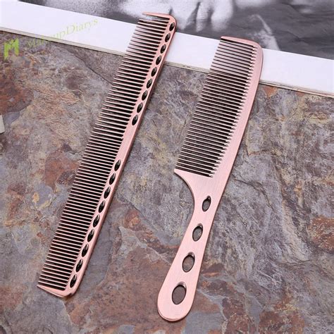 2pcsset Metal Steel Hair Comb Pro Salon Hairdresser Hair Cutting Combs