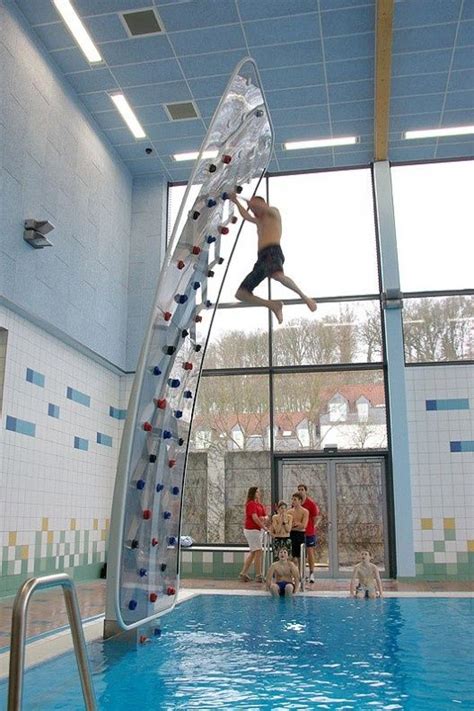 Pool Climbing Want To Try Rock Climbing Wall Cool Pools Cool