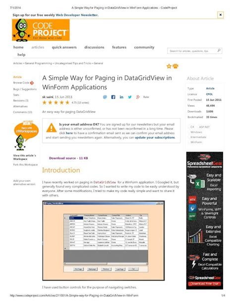 PDF A Simple Way For Paging In DataGridView In WinForm Applications