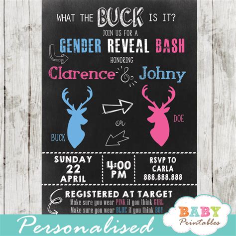 Invitations And Announcements Deer Gender Reveal Invite Deer Gender