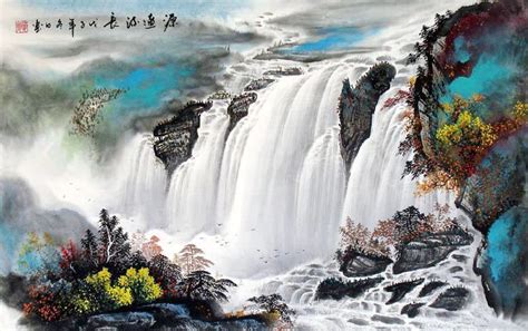 Collection by punkaspie art • last updated 5 days ago. Chinese Waterfall Painting 1107007, 60cm x 97cm(23〃 x 38〃)