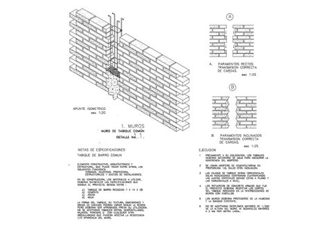 Brick Wall Isometric Section And Construction Cad Drawing Details Dwg