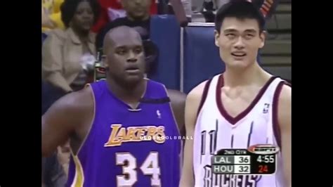 Yao Ming Blocks Shaq S First 3 Shots Then O Neal Gets Angry Youtube