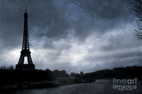 Paris Eiffel Tower Blue Starlit Night Sky Scene Photograph By Kathy Fornal