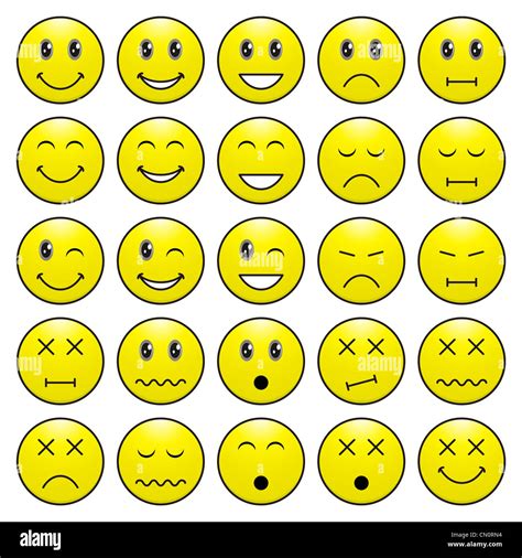 Pack De Caras Emoticonos Con Diferentes Emociones Expresión