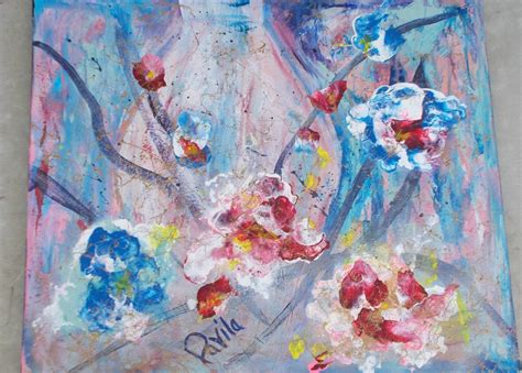 Original Florentine Floral Acrylic Abstract Painting Hand Etsy