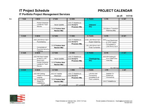 Project Calendar Template Shatterlion Info