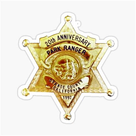 Orange County Park Ranger 20th Anniversary Badge Sticker For Sale By